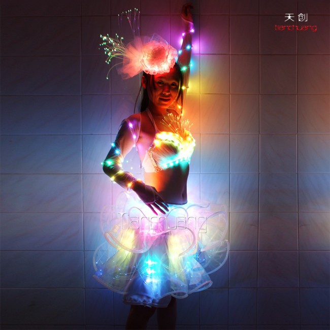 Full color led ballet dress for sexy girl dance