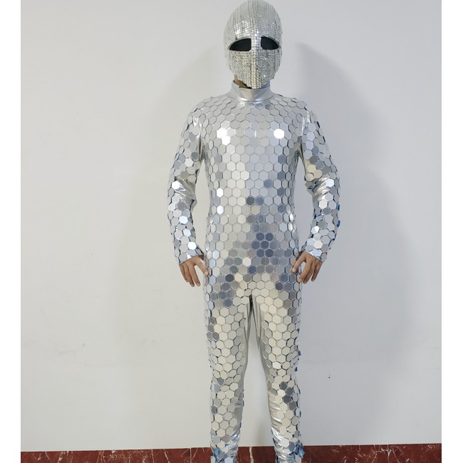 Silver mirror outfit for man dance