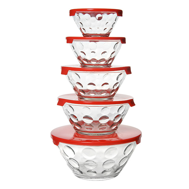 HotSale5pcsSetGlassFoodStorageBowlSetwithColorfulLid-LBGB5306