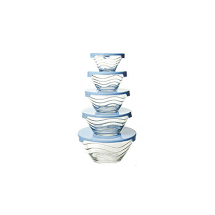 HotSale5pcsSetGlassFoodStorageBowlSetwithColorfulLid-LBGB5306