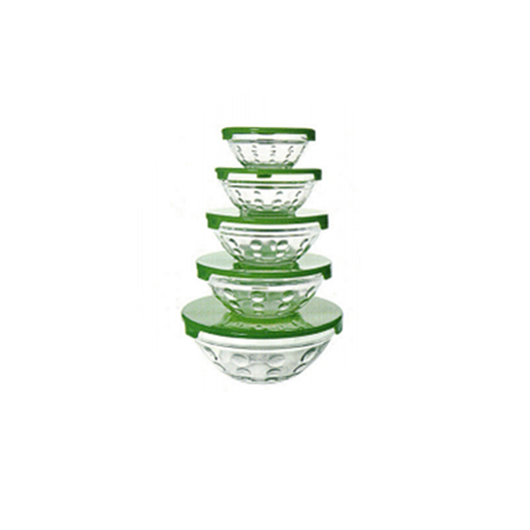 HotSale5pcsSetGlassFoodStorageBowlSetwithColorfulLid-LBGB5306